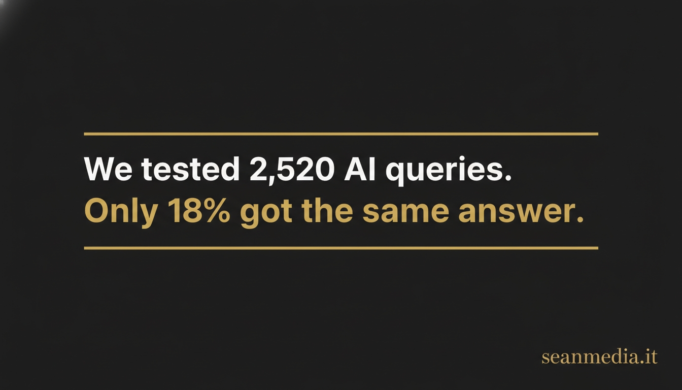 Preview graphic: we tested 2,520 AI queries, only 18% got the same answer across all models